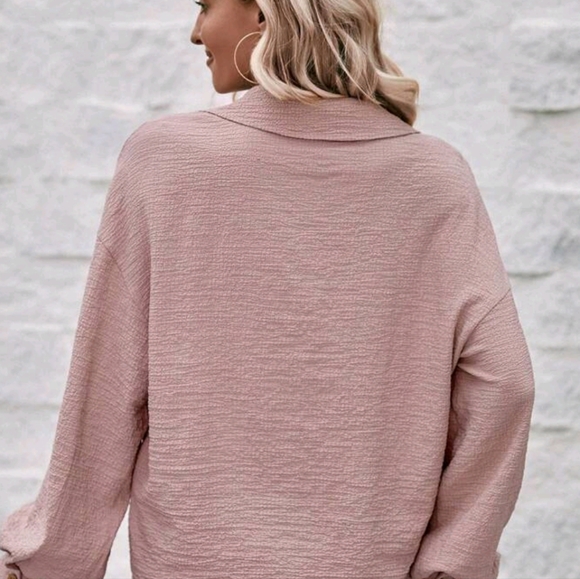 Women's Dusty Pink Button Down Top - Picture 3 of 6
